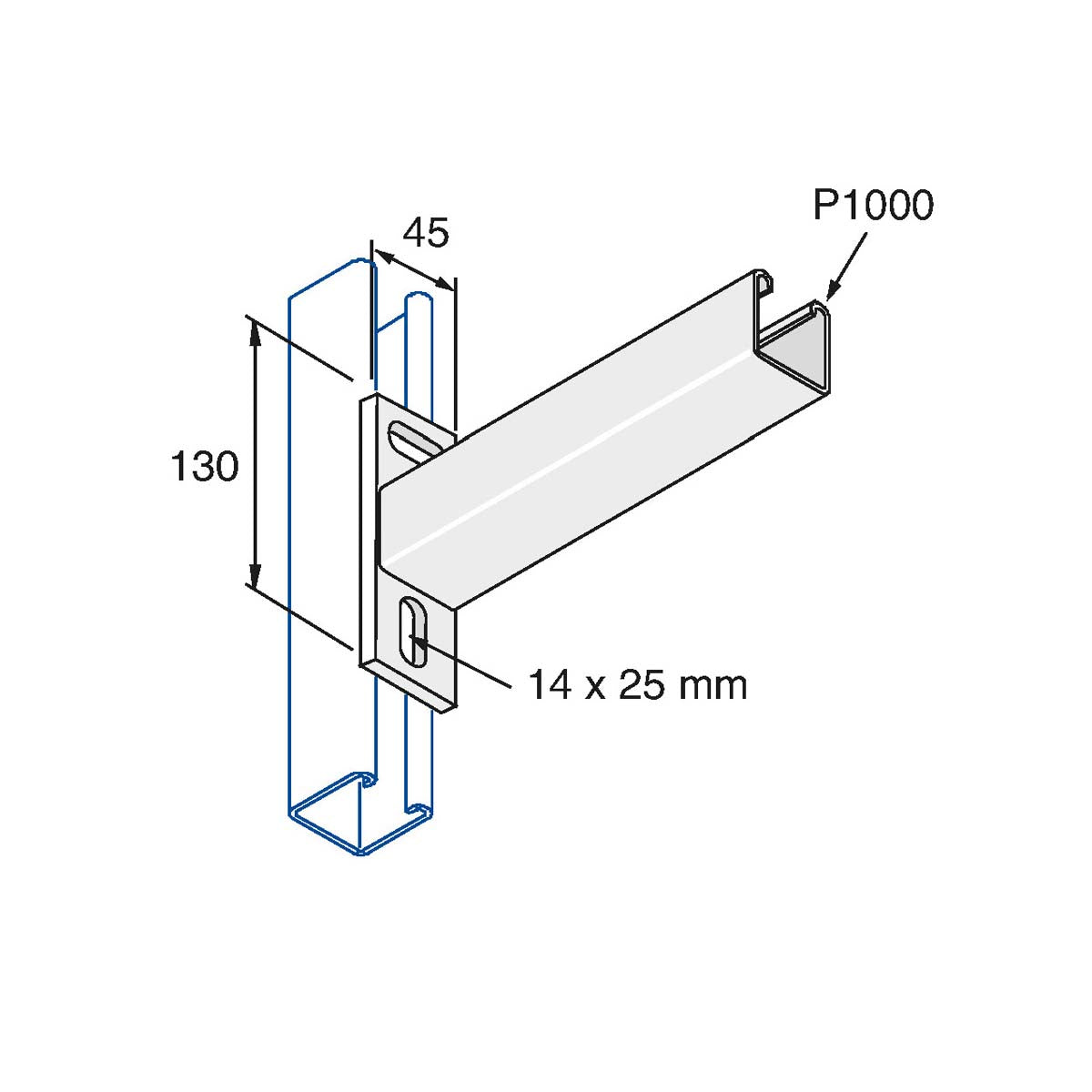 Bæring med 41x41 mm montageskinne