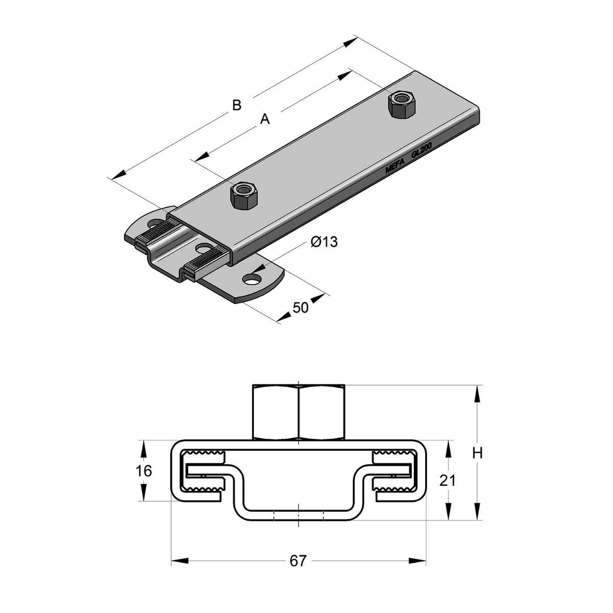 Glidebeslag med to muffer - 1/2 tilslutning | Erik Larsen & Søn | Beslag til rørbøjler | Foto 2