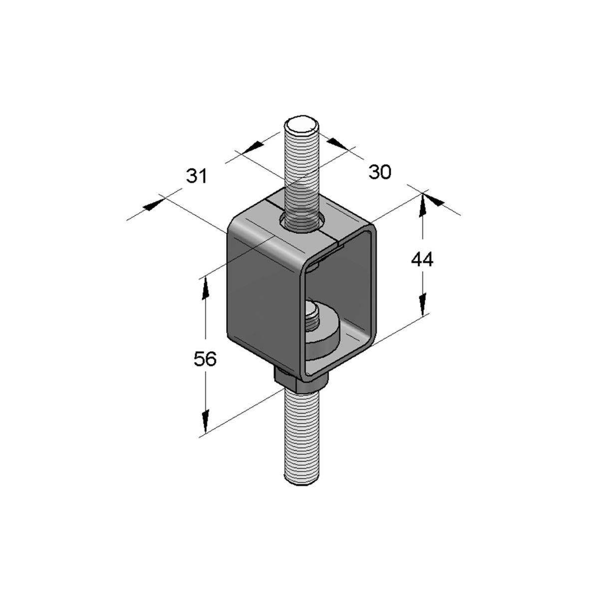 Højderegulering med lodret gevindhul | Erik Larsen & Søn | Beslag til rørbøjler | Foto 2