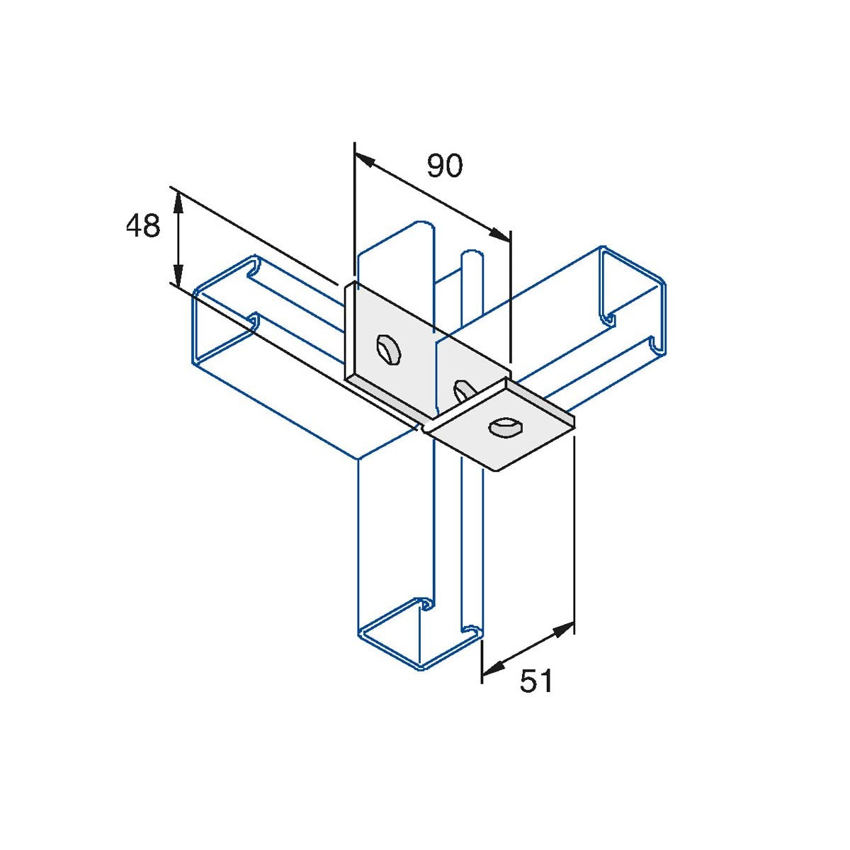 P1037 - Vinkelbeslag 90 gr. | Unistrut | Beslag til skinnesystemer | Foto 1