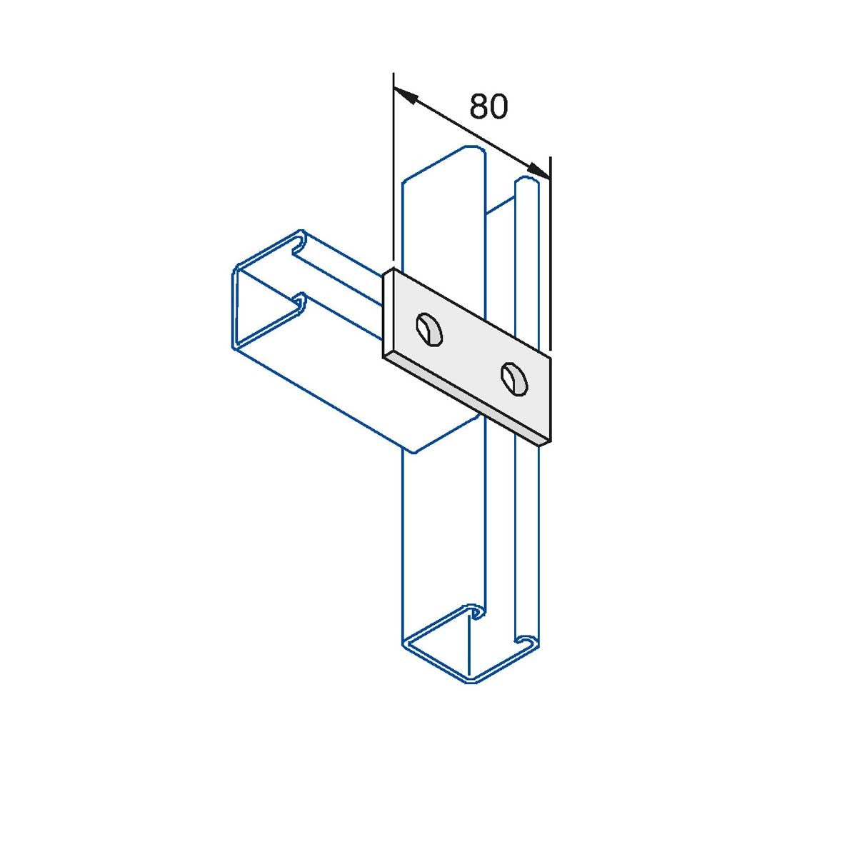 P1065 - Lige planbeslag, 2 huls | Unistrut | Beslag til skinnesystemer | Foto 1