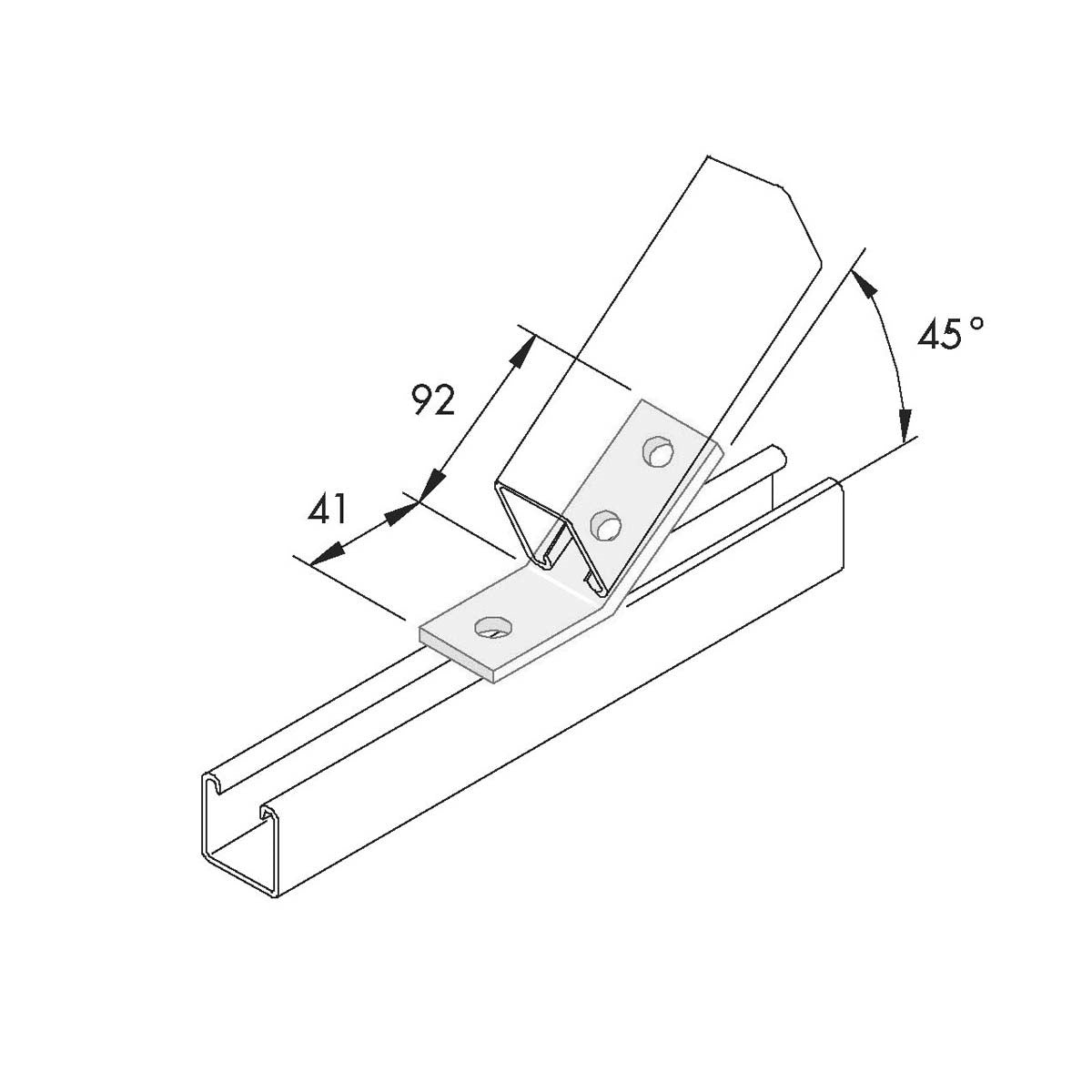 P1073 - Vinkelbeslag 45 gr. | Unistrut | Beslag til skinnesystemer | Foto 1