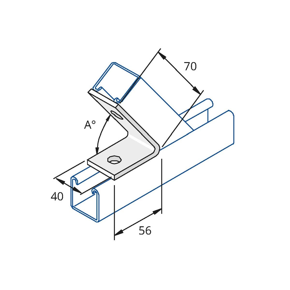 P1186 - Vinkelbeslag 45 gr. | Unistrut | Beslag til skinnesystemer | Foto 1