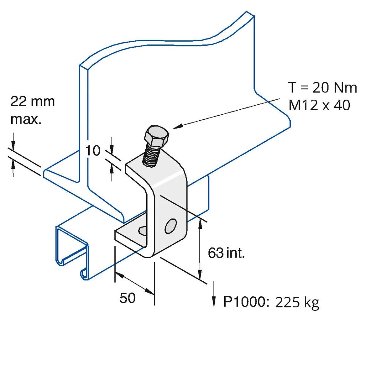 P1271 - Bjælkebeslag | Unistrut | Beslag til skinnesystemer | Foto 1