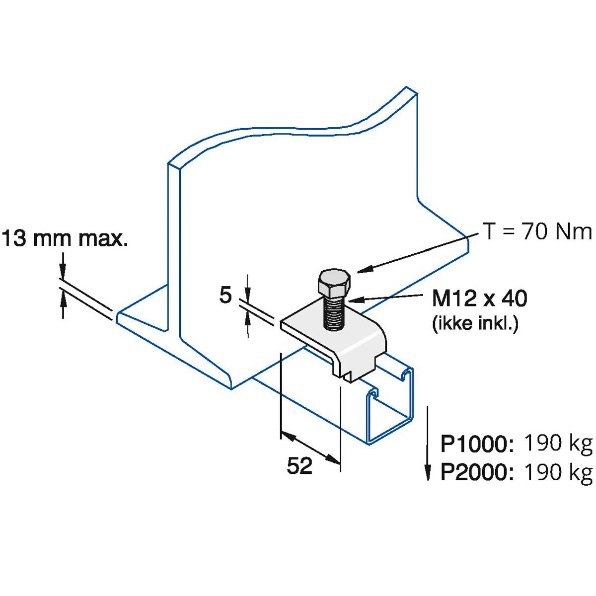P1386 - Bjælkebeslag | Unistrut | Beslag til skinnesystemer | Foto 5
