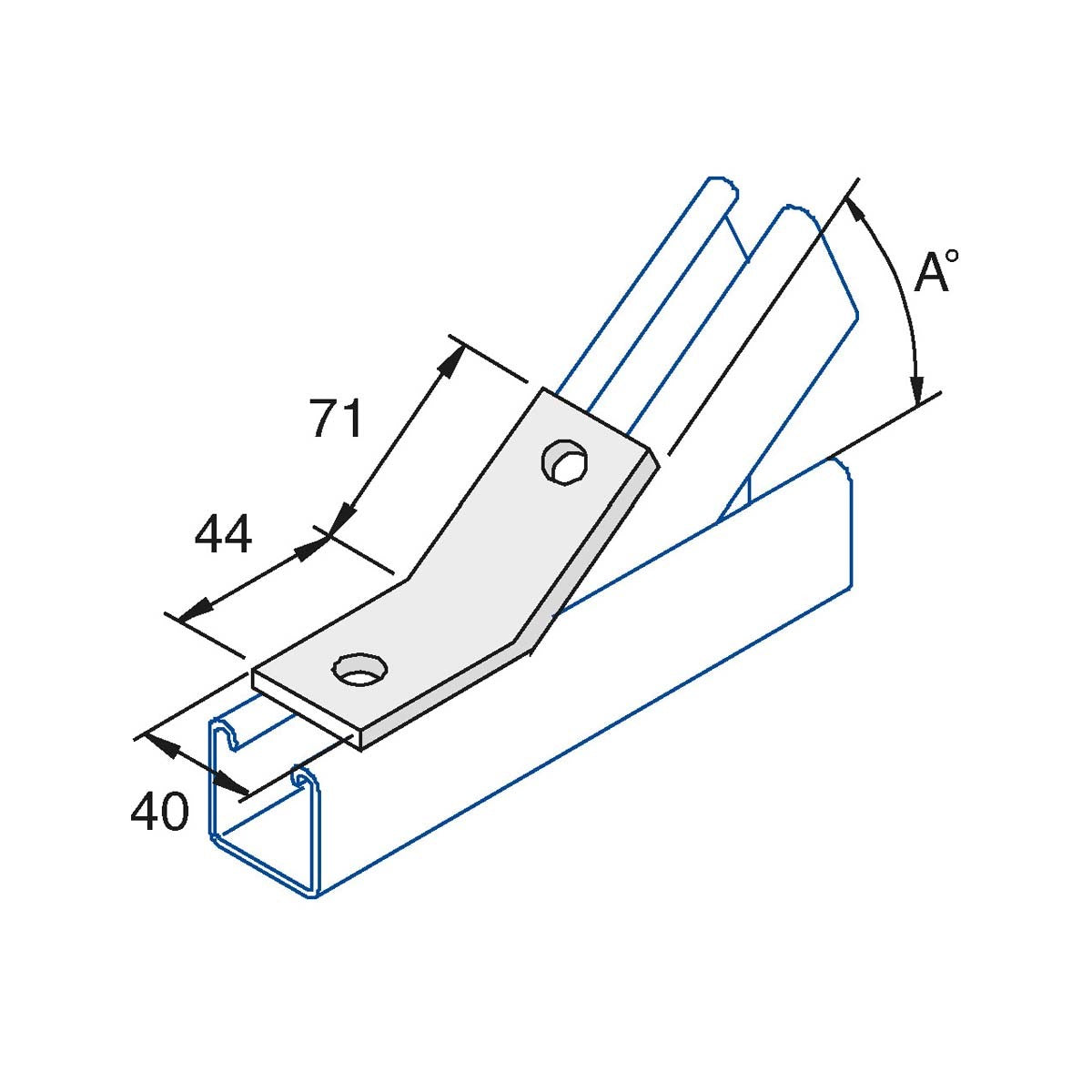 P2097 - Vinkelbeslag 60 gr. | Unistrut | Beslag til skinnesystemer | Foto 1