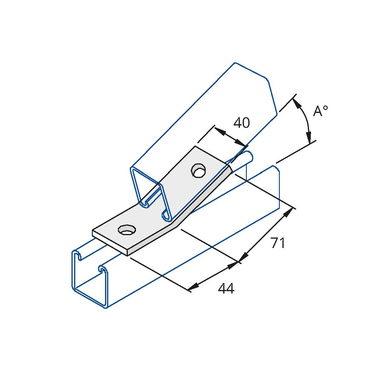 P2101 - Vinkelbeslag 30 gr. | Unistrut | Beslag til skinnesystemer | Foto 1