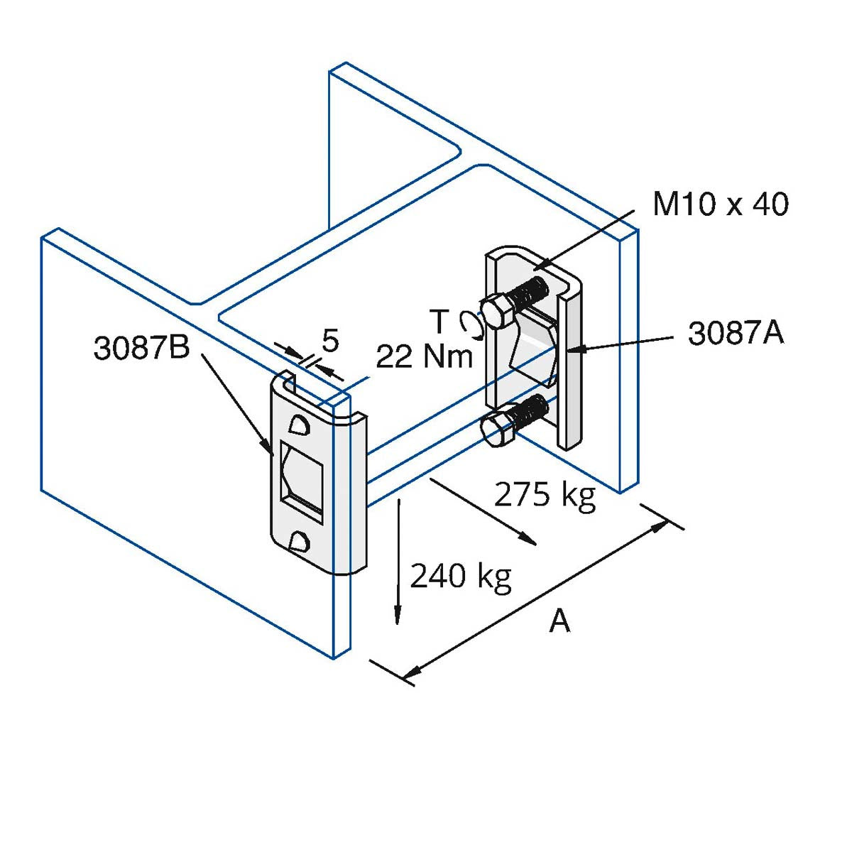 P3087 - Dobbelt bjælkebeslag | Unistrut | Beslag til skinnesystemer | Foto 1