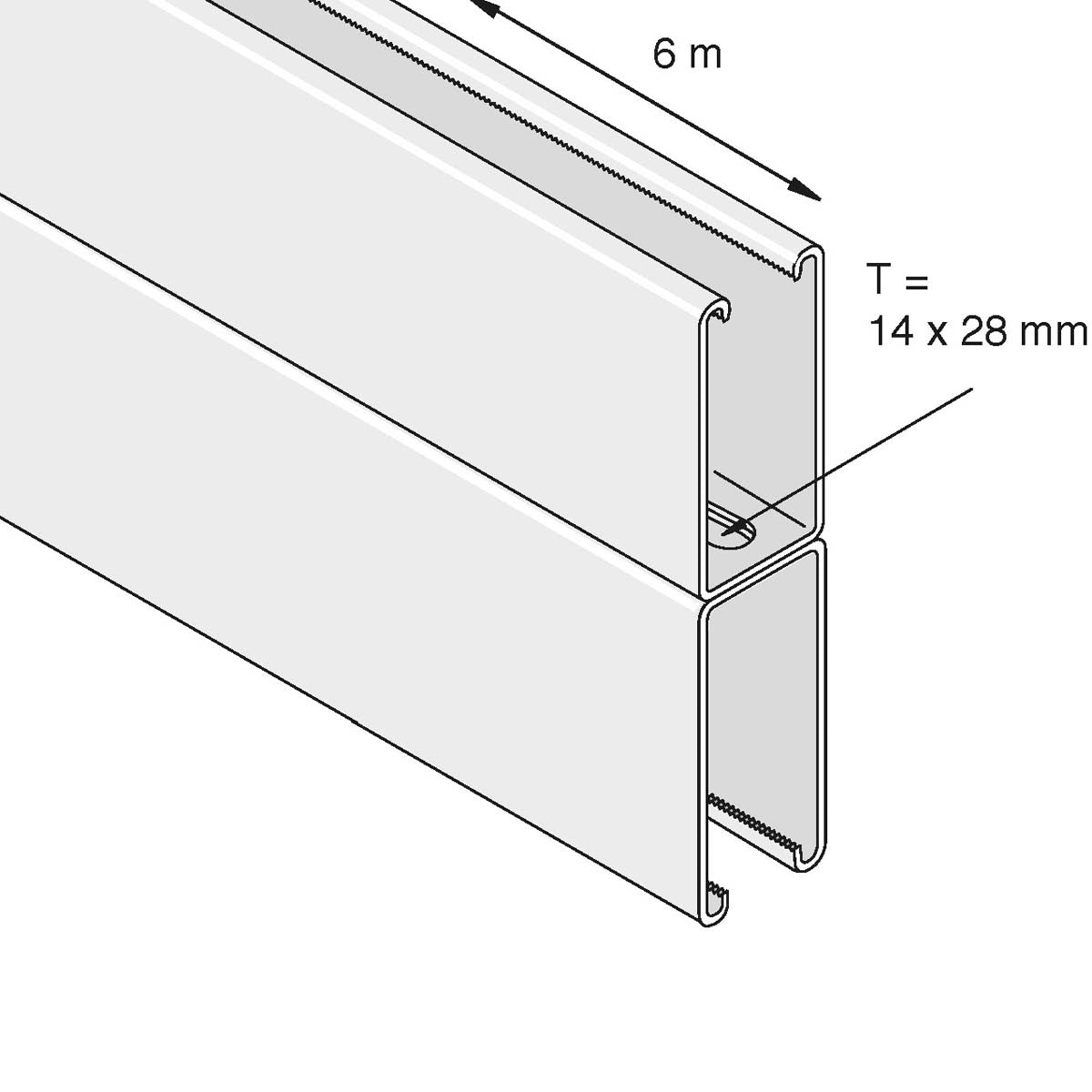 P5501 - Dobbelt montageskinne m/huller  (41x124x2,5 mm) | Unistrut | Profiler | Foto 1
