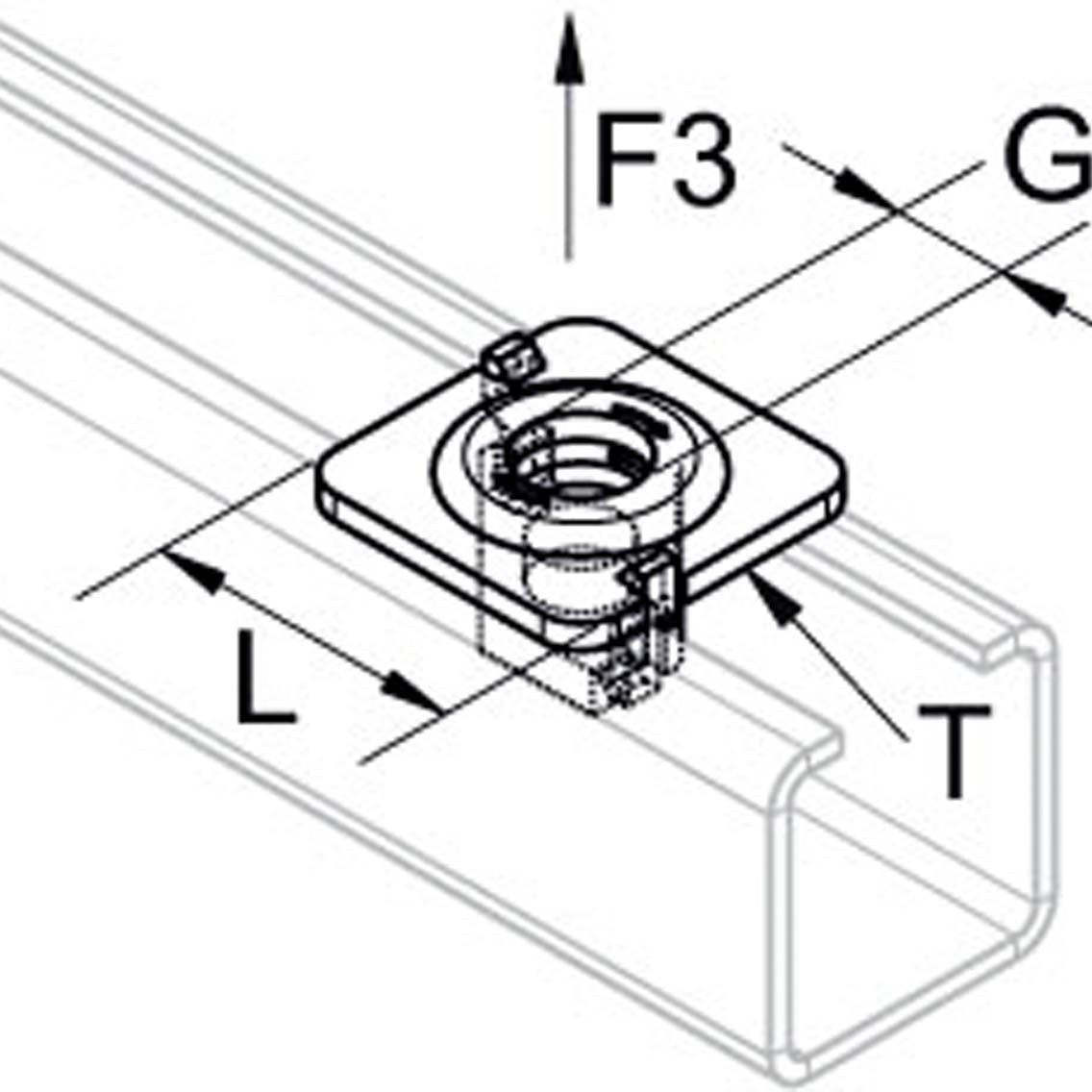 UNI1 Skinnemøtrik med firkantskive (Nutwasher) | Erik Larsen & Søn | Profilmøtrikker | Foto 1