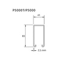 Tværmål P5000 skinne med og uden huller