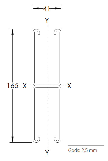 P5001T - Dobbelt montageskinne m/huller (41x124x2,5 mm) | Unistrut | Profiler | Foto 5