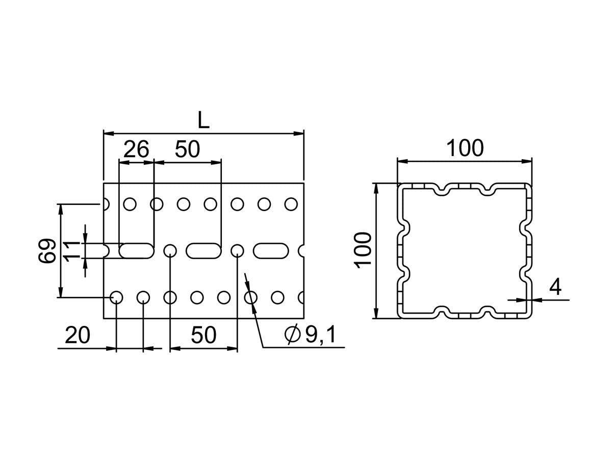 OGCKJ - CERTA KJ Heavy-Duty montageskinne, 100x100 mm | Certa | HD montageskinne | Foto 2