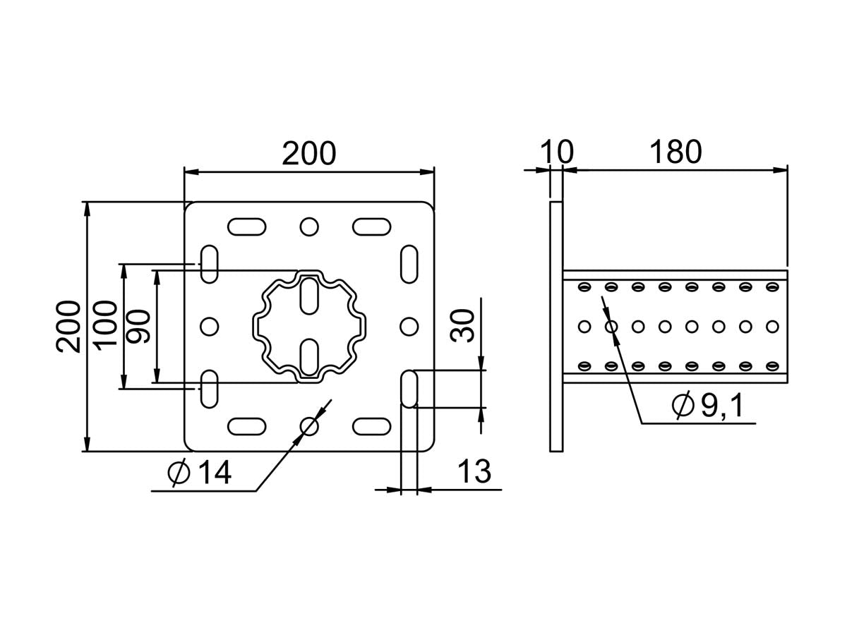 OGCS200KJ - CERTA KJ S200 fodflange | Certa | Beslag til HD skinnesystem | Foto 2