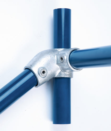 3-vejs hjørne m/justerbar ventre bøjning (30°-45°) | galvaniseret rørfitting type 321LH | Kee Klamp | pipe clamps | Erik Larsen & Søn