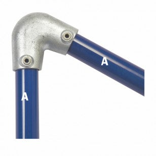 Justerbar bøjning med spids vinkel (11°-30°) | galvaniseret rørfitting type 56A | Kee Klamp | pipe clamps | Erik Larsen & Søn