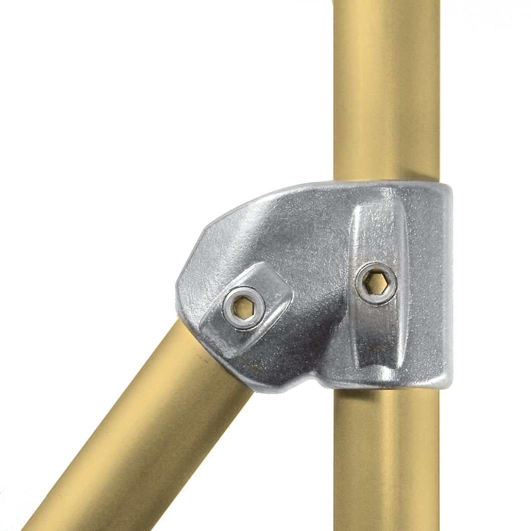 Kort justerbart t-stykke (30°-60°) | aluminium rørfitting type L29 | Kee Lite | pipe clamps | Erik Larsen & Søn