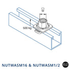 Skinnemøtrik med firkantskive til 41 mm profil - M16 & 1/2"