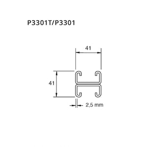 Tværmål P3301 dobbeltskinne med og uden huller