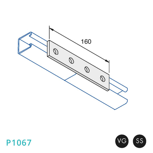 P1067 - Lige planbeslag, 4 huls