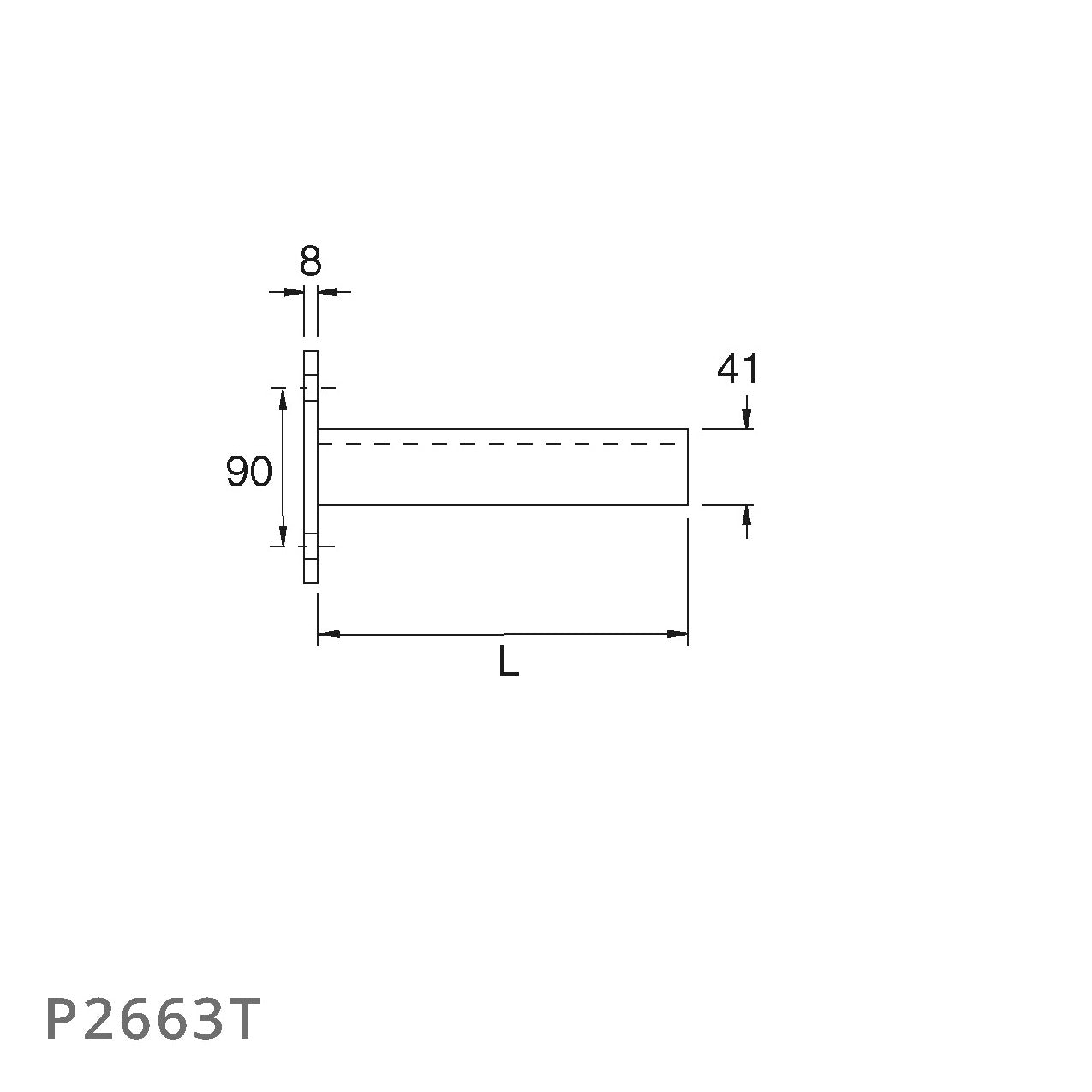 Tværmål P2663t pendel med 41x41 mm skinne