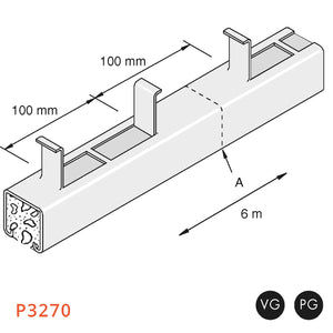 Kraftig 41x41 mm indstøbningsprofil til væg, gulv eller loft