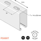 Kraftig 41x83 mm profilskinne med huller