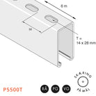 Kraftig 41x62 mm montageskinne med huller